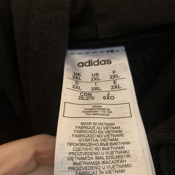 Men's Adidas black sweatshirt with white strips size 2XL. - Picture 2 of 4